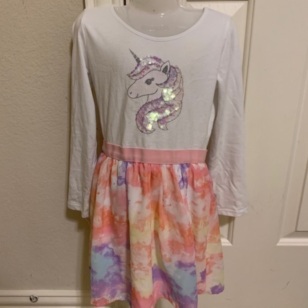 Place girl unicorn dress tie and dye bottom size small